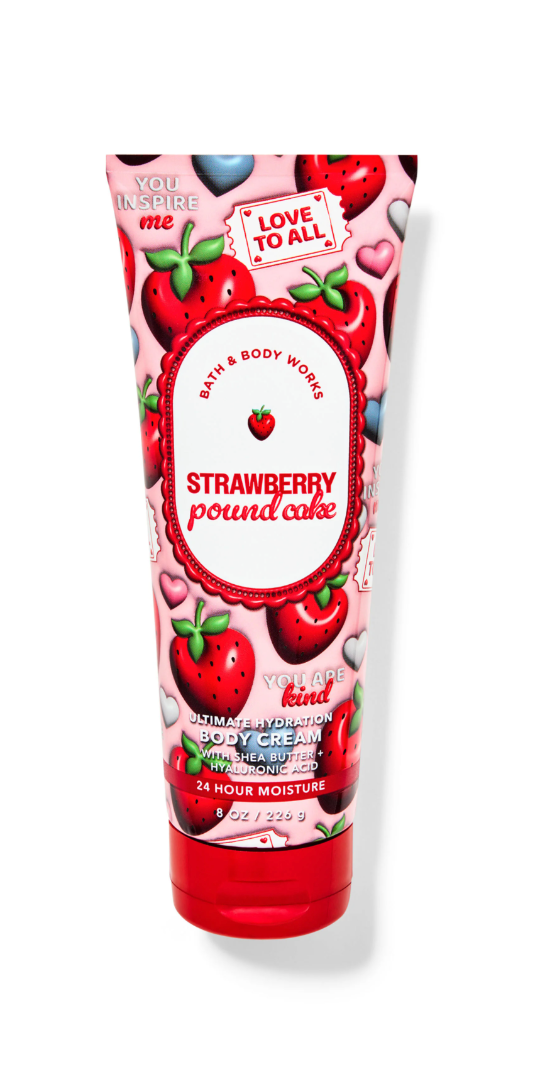 Bath and body works Ultimate Hydration Body Cream 8 0z Strawberry Pound Cake image 0